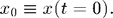 $$ x_0  \equiv x(t=0). $$