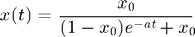 $$ x(t) = \frac{x_0}{(1-x_0)e^{-at} + x_0} $$